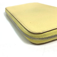 HERMES Long Wallet Purse Zip Around Azap long silk in Wallet leather yellow Women Used Authentic