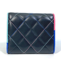 CHANEL Trifold wallet Compact wallet CC COCO Mark Small flap lambskin black Women Used Authentic