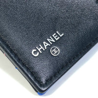 CHANEL Trifold wallet Compact wallet CC COCO Mark Small flap lambskin black Women Used Authentic