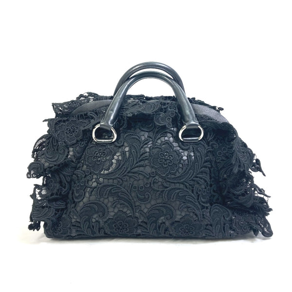 PRADA Handbag Bag Mini Boston Duffel bag race Canvas / leather black Women Used Authentic