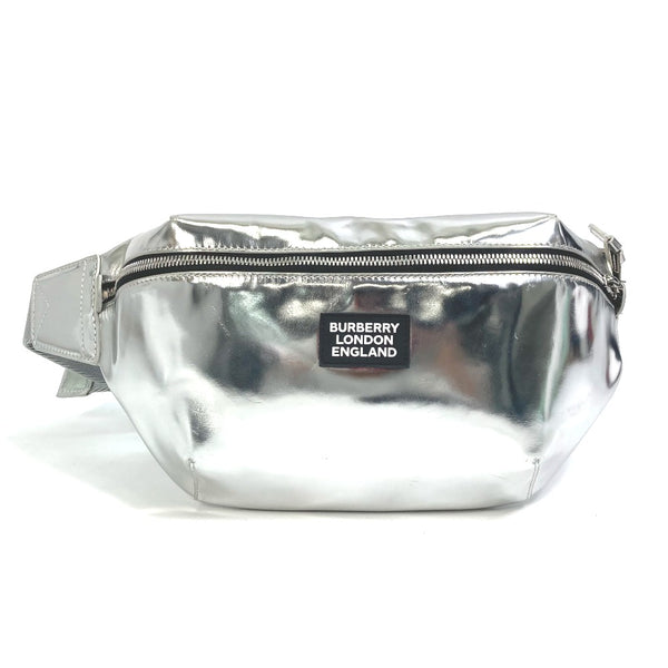 BURBERRY body bag bag metallic logo Waist bag Shoulder Bag Patent leather 8029143 Silver mens Used Authentic
