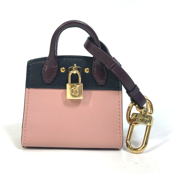 LOUIS VUITTON key ring bag bag charm City steamer leather MP1787 pink Women Used Authentic