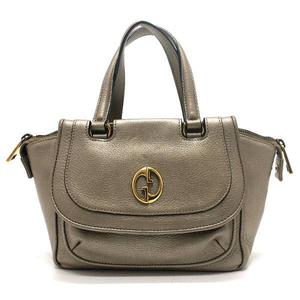 GUCCI Handbag Bag GG Double G Detail leather 282481 gold Women Used Authentic