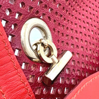 Salvatore Ferragamo Shoulder Bag Bag Chain Gancini punching leather Red Women Used Authentic