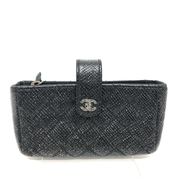 CHANEL Pouch Coin case/Coin Pocket CC COCO Mark Matrasse leather black Women Used Authentic