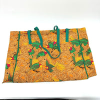 HERMES Tote Bag Bag Parakeet bird pattern canvas Orange Women Used Authentic