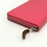HERMES Long Wallet Purse Zip Around Azap long silk in Epsom pink Women Used Authentic