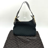 GUCCI Handbag Bag Shoulder Bag GG Horsebit GG canvas / leather 145826 black Women Used Authentic