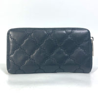 CHANEL Long Wallet Purse Zip Around COCO Mark CC Matrasse quilting lambskin black Women Used Authentic