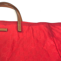 GUCCI Tote Bag Boston Duffel bag bag GG pattern Large tote Nylon 286198 Red Women Used 100% authentic