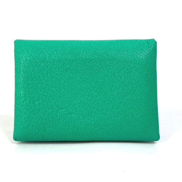 HERMES Card Case By color Coin Pocket Coin case Card Case Calvi duo Shave green Women Used Authentic