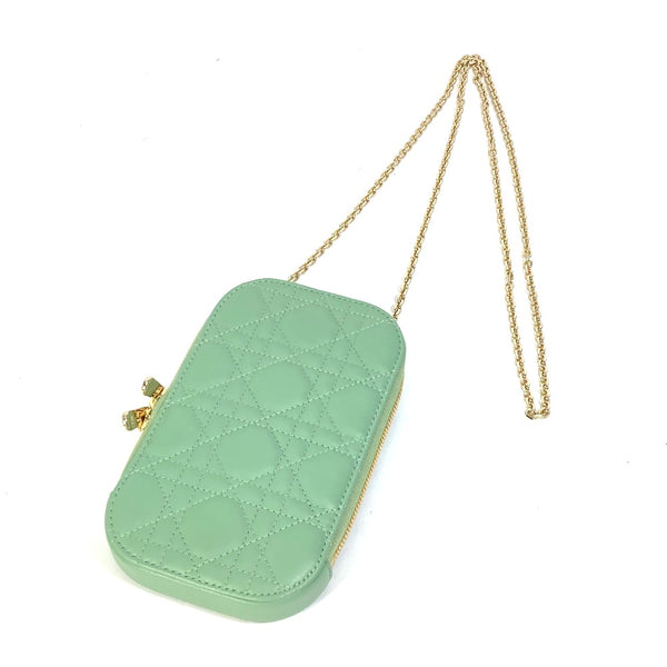 Christian Dior Shoulder Bag Chain 3WAY bag cannage phone case Lady Dior LADY DIOR phone holder leather S0872ONMJ_M59H green Women Used Authentic