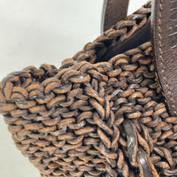 CHANEL Handbag Shoulder Bag Vintage Tote Bag Braid leather Brown Women Used Authentic