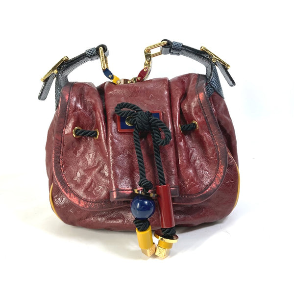 LOUIS VUITTON Handbag Shoulder Bag Lame Monogram Kalahari PM Calf leather M97001 purple Women Used Authentic