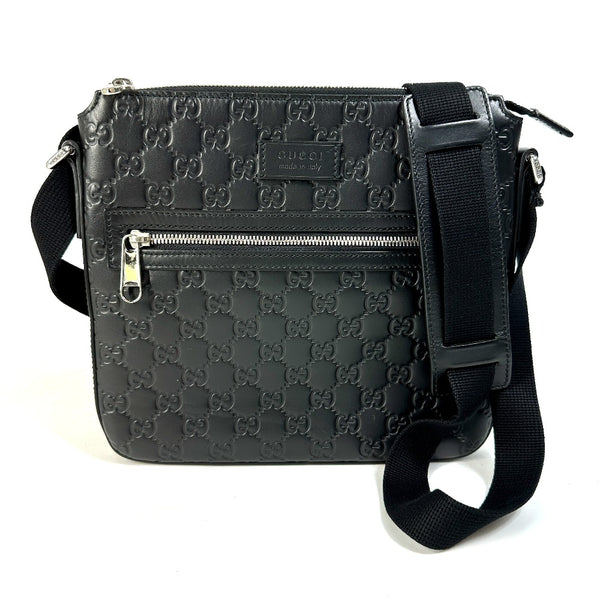 GUCCI Shoulder Bag messenger bag Guccisima leather 406410 black Women Used Authentic