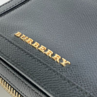 BURBERRY Shoulder Bag Pochette bag Crossbody logo Fastener design leather black Women Used Authentic