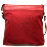GUCCI Shoulder Bag Bag GG Nylon / leather 510342 Red Women Used Authentic