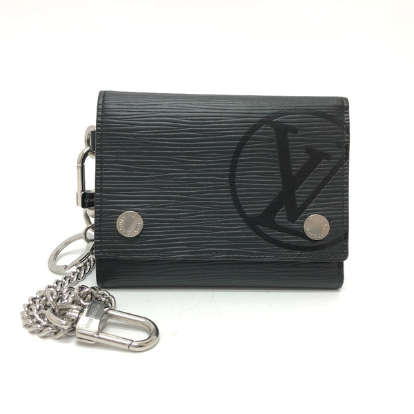 LOUIS VUITTON Trifold wallet Wallet Epi LV Circle Chain compact Epi Leather M63518 black mens Used Authentic