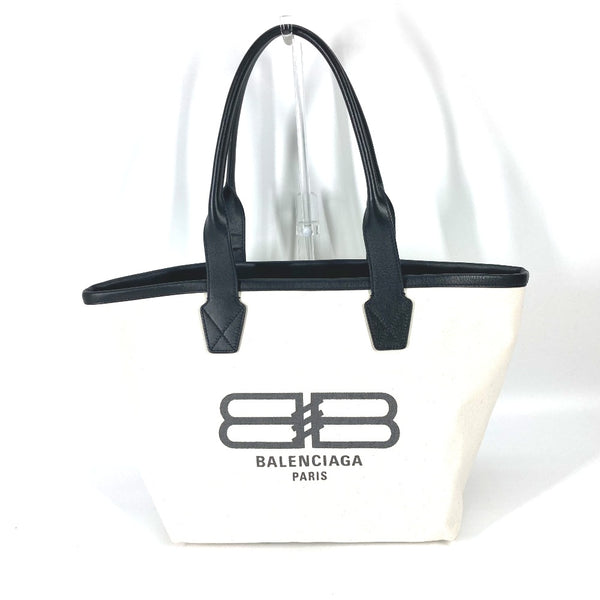 BALENCIAGA Tote Bag Bag Shoulder Bag By color jumbo logo small Canvas / leather 692068 white Women Used Authentic