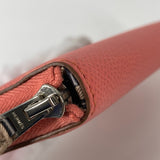 HERMES Long Wallet Purse Long wallet Zip Around Azap Long Silk in Epsom Pink Women Used Authentic