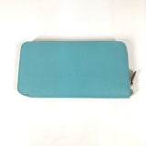 HERMES Long Wallet Purse Long wallet Zip Around Azap Long Silk in Epsom blue Women Used Authentic