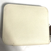 HERMES Coin case Zip Around Silk In Coin Pocket Compact Wallet Azap compact Epsom white Women Used Authentic