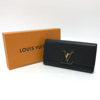 LOUIS VUITTON Long Wallet Purse Bifold Wallet LV logo Portefeuille Capsine Taurillon Clemence Leather M61248 black Women Used Authentic