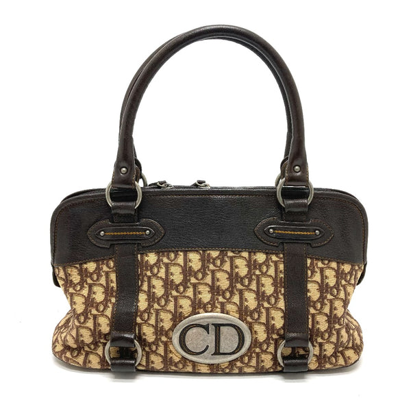 Christian Dior Handbag Bag Vintage Semi Shoulder Trotter CD logo Leather / canvas Brown Women Used Authentic
