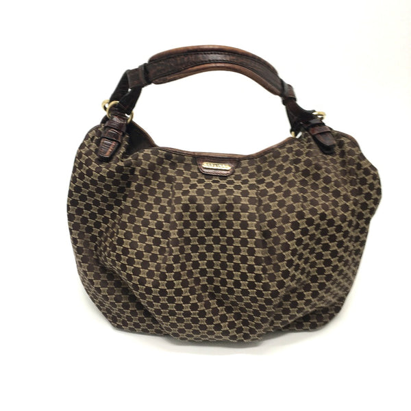 CELINE Shoulder Bag Bag Shoulder Bag Macadam Embossed leather Brown Women Used Authentic