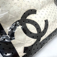 CHANEL Tote Bag bag fabric Sports Punching Shoulder Bag Plastics A46096 Navy Women Used Authentic