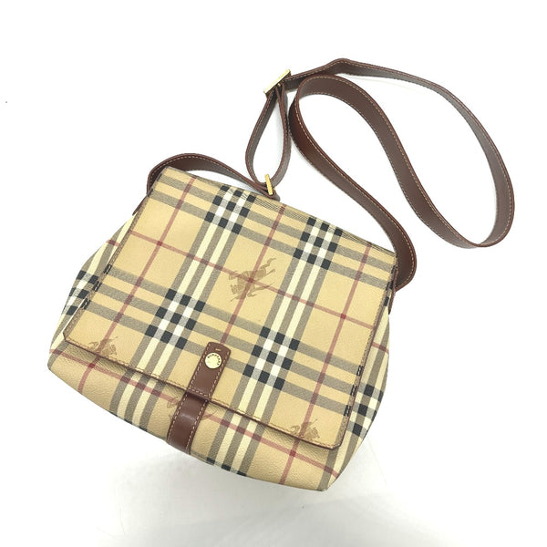 BURBERRY Shoulder Bag Shoulder Bag check PVC / Leather beige Women Used Authentic