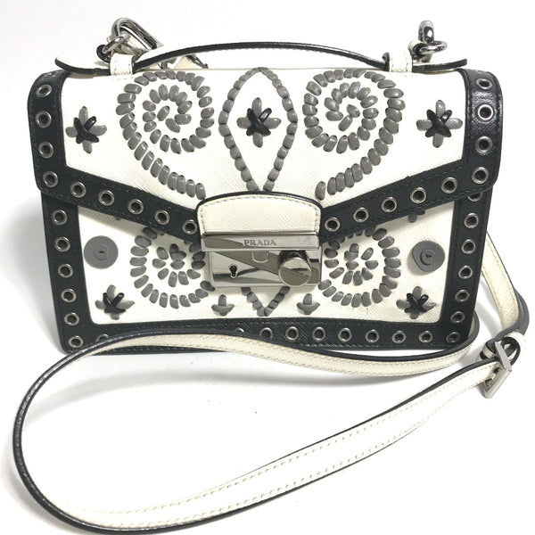 PRADA Shoulder Bag handbag crossbody pochette Safiano 2WAY saffiano leather BT960E black Women Used Authentic
