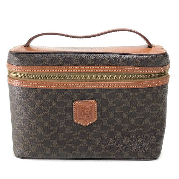 CELINE Vanity bag bag handbag Macadam Makeup pouch Cosmetics Pouch Leather / PVC Brown Women Used Authentic
