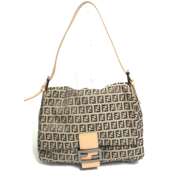 FENDI Shoulder Bag bag one belt Zucca FF pattern Canvas / leather 8BR001 beige Women Used Authentic