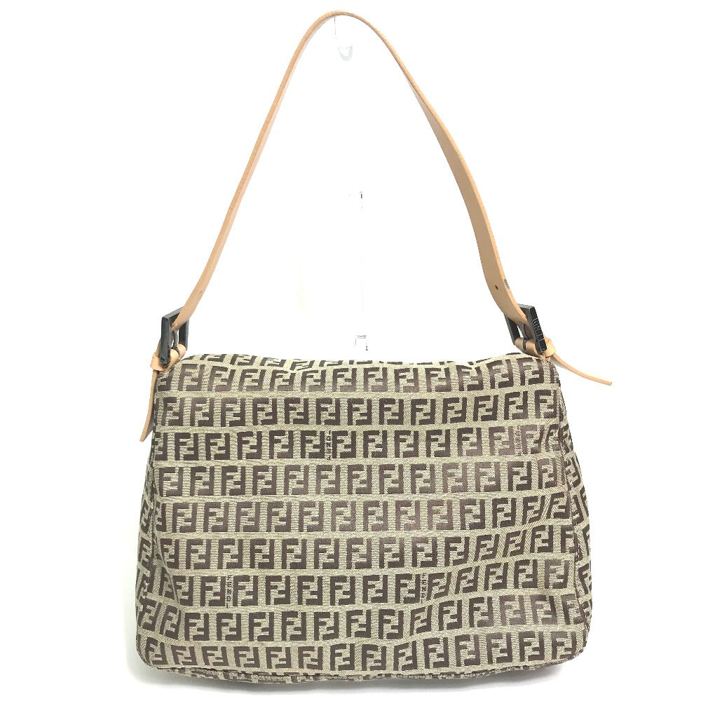 FENDI Shoulder Bag bag one belt Zucca FF pattern Canvas / leather 8BR001 beige Women Used Authentic