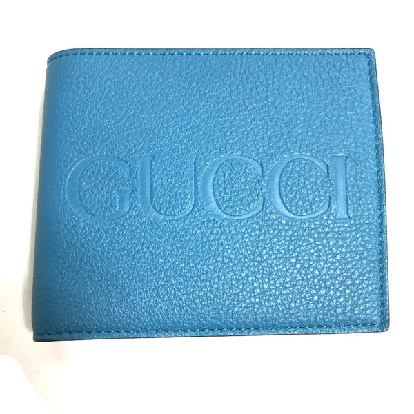 GUCCI Folded wallet Compact wallet logo Wallet leather 658681 blue mens Used Authentic