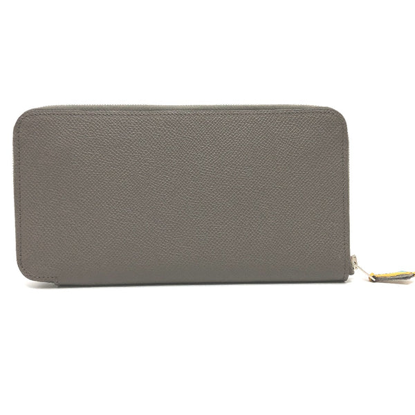 HERMES Long Wallet Purse Zip Around Azap long silk in Epsom gray Women Used Authentic