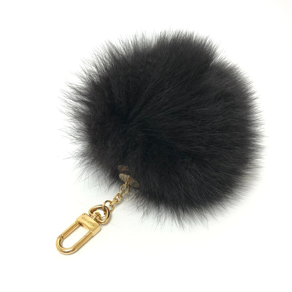 LOUIS VUITTON Bag charm key ring fuzzy bubble fur fur M67372 black Women Used Authentic