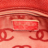 CHANEL Tote Bag bag vintage CC COCO Mark Wood-like drawstring type Caviar skin Red Women Used Authentic