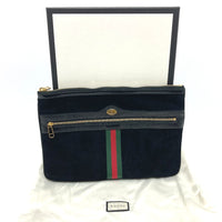 GUCCI Clutch bag bag business bag Sherry line Ofidia Leather / suede 517551 black unisex(Unisex) Used Authentic