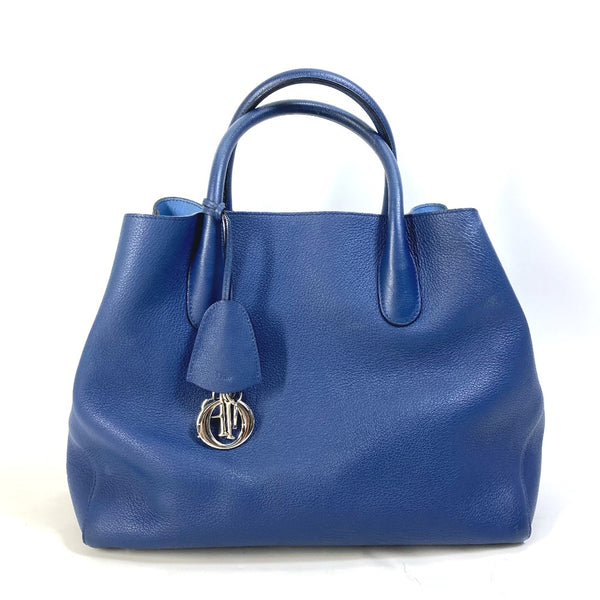 Christian Dior Handbag Tote Bag Shoulder Bag Bicolor 2WAY With charm leather blue Women Used Authentic