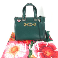 GUCCI Handbag 2WAY Bag Shoulder Bag Bag Zumi Small GG leather 569712 green Women Used Authentic