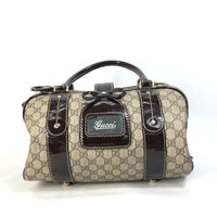 GUCCI Boston Duffel bag bag mini Handbag GG ribbon plate GG Supreme Canvas 203516 beige Women Used Authentic