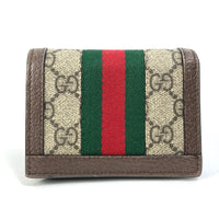 GUCCI Folded wallet Compact wallet GG Shelly line Ophidia mini wallet GG Supreme Canvas 593662 beige Women Used Authentic
