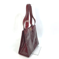 CHANEL Tote Bag handbag bag CC COCO Mark punching camellia Patent leather Bordeaux system Women Used Authentic