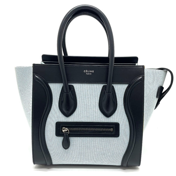 CELINE Handbag Bag Tote Bag Luggage micro shopper Leather / canvas 167792  Blue x black Women Used Authentic