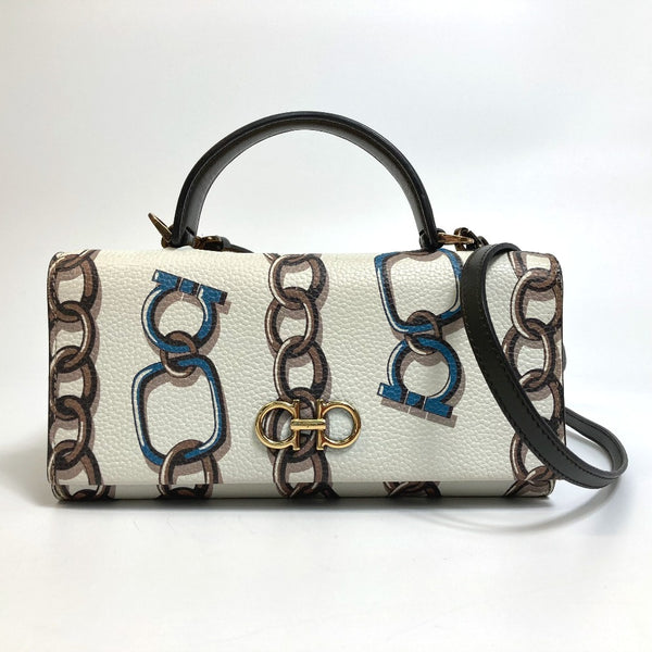 Salvatore Ferragamo Handbag 2WAY Shoulder Bag Gancini leather White system Women Used Authentic