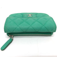 CHANEL Coin case Wallet COCO Mark CC Matrasse Soft caviar skin green Women Used Authentic