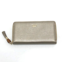 GUCCI Long Wallet Purse Zip Around Bamboo Continental wallet leather 307984 Champagne Gold Women Used Authentic