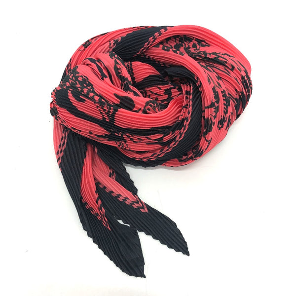 LOUIS VUITTON scarf Giant Pleated Fashion Accessories Floral stamp silk MP2279 black Women Used Authentic